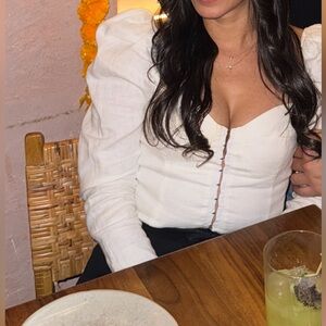 Reformation White Linen Top